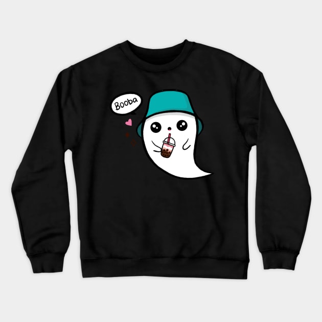 Cute Ghost Drinking Boba Milk Tea Crewneck Sweatshirt by lisanisafazrin